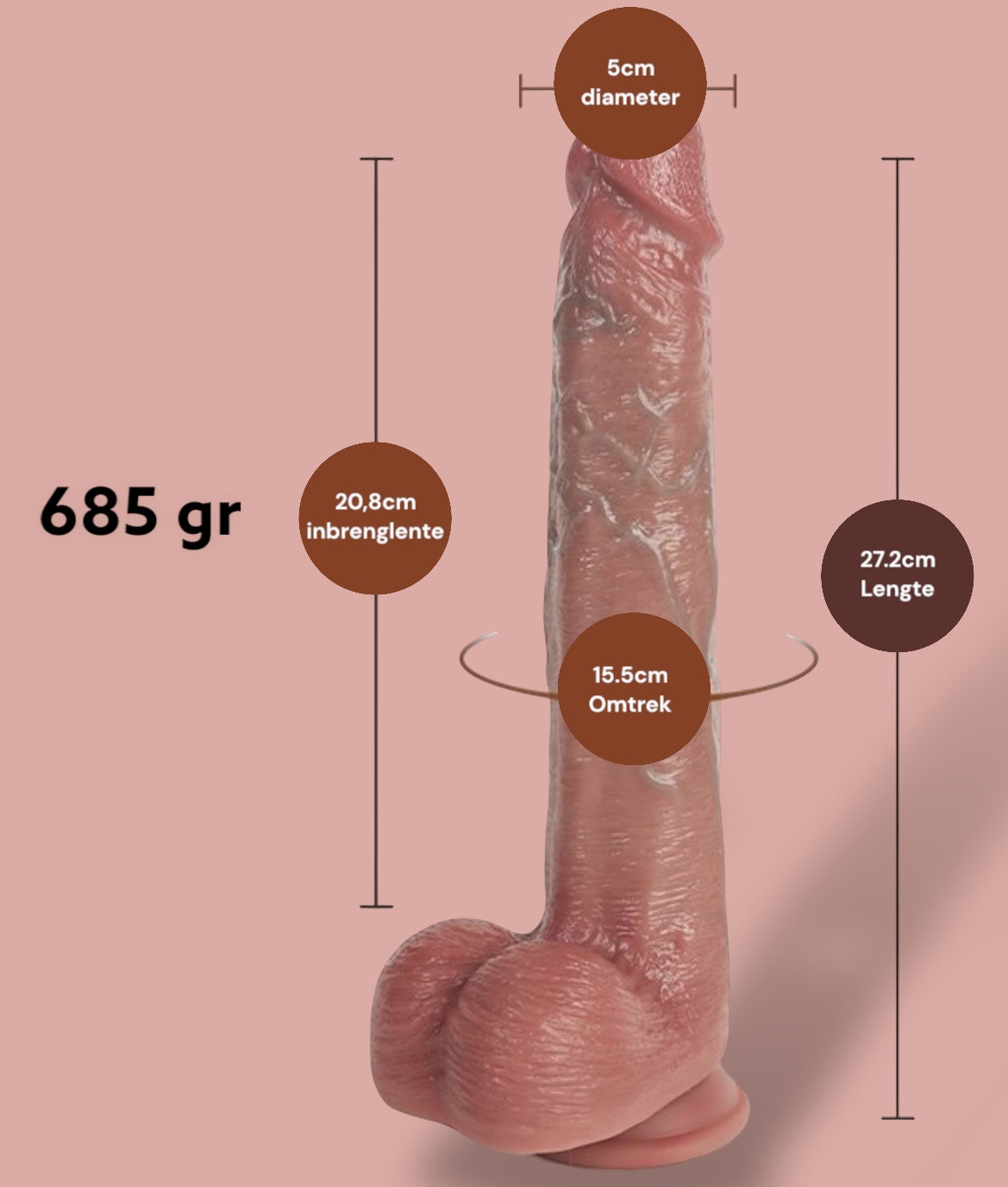 Verwarmende Vibrator Dildo met Zuignap