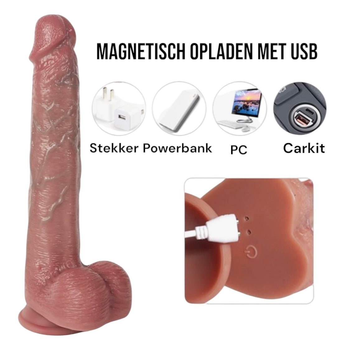 Verwarmende Vibrator Dildo met Zuignap